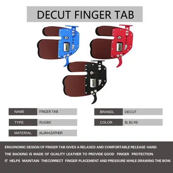 DECUT RUGB2 Язычок для стрельбы из лука для пальцев левой и правой руки Для стрельбы из лука Защита пальцев Кожа + Алюминиевый протектор для пальцев