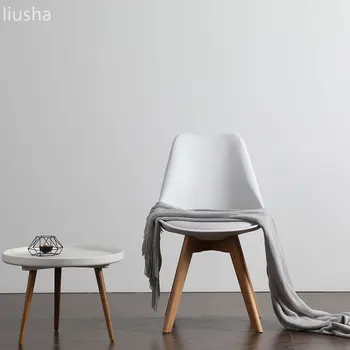 Скандинавский обеденный стул с подушкой для ног из цельного дерева для домашнего кабинета, стильный красочный стул, дизайнерская креативная мебель для стульев-тюльпанов