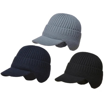 Зимняя шапка-наушник Женская мужская уличная вязаная утепленная