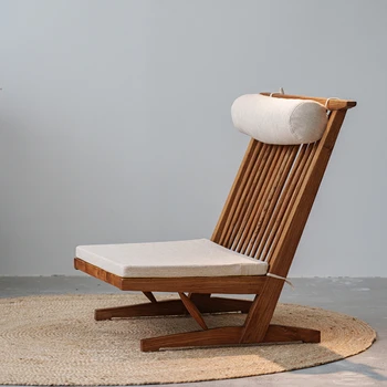 Шезлонг Nakajima George, диван-кресло из массива дерева с высокой спинкой, балкон для проживания в семье, кресло для отдыха, Японский стиль,