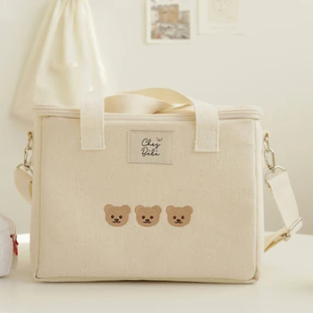 Изоляционная сумка для мамы с вышитым медведем, многофункциональная сумка для мамы и ребенка, модная сумка-мессенджер для мамы