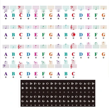 Цветные Наклейки на Клавиатуру Пианино для 88/61/54/49/37 Клавиш Многоцветные Съемные Наклейки для Фортепиано с Буквами для Детей, Обучающихся Игре на Фортепиано